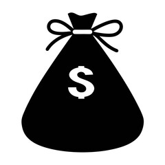 Money bag icon vector illustration, financial wealth and investment concept, cash savings symbol