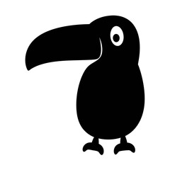 Black toucan illustration vector image of cartoon toucan with big beak tropical bird design idea art