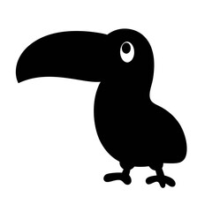 Cartoon black toucan illustration vector graphic design tropical bird exotic animal artwork drawing icon