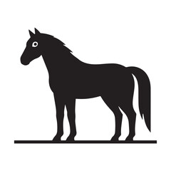 A silhouette vector of a washed horse with clean, well-defined eyes.