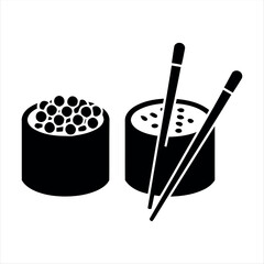 Minimal nigiri sushi icon with chopsticks. A modern design ideal for restaurant menus, food apps, or Japanese cuisine graphics