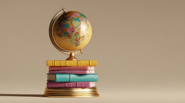 Books with globe on the school desk - Powered by Adobe