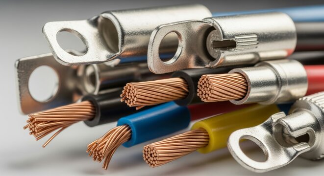 Assortment of Electrical Wires and Crimp Terminals.
