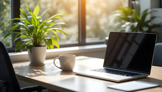 laptop in the office - Powered by Adobe