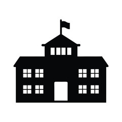 Black school building silhouette vector image for education architecture and design resources use online