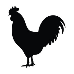 Black rooster silhouette vector illustration for farm animal graphics and poultry design needs