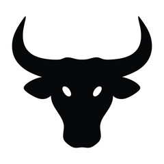 Black bull head vector graphic, taurus silhouette, zodiac sign illustration, farm animal icon