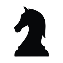 Black knight chess piece silhouette vector illustration for strategy game design and concepts