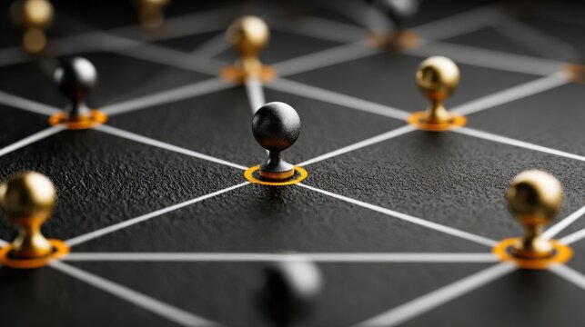 A collection of colorful pins arranged on a black surface illustrating the strategy grid concept in decentralized finance