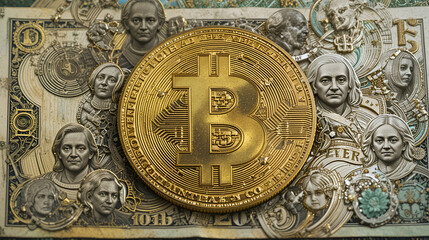 Us dollar $International trade currency Gold Coin 3D