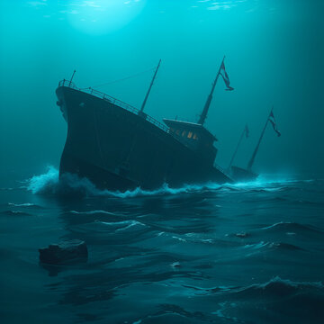 Concept of british poind sinking in the sea