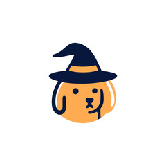 Halloween Dog in Witch Hat Graphic Vector Illustration