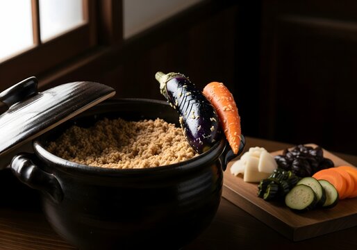Nukazuke Japanese Pickles: Fermenting Eggplant and Carrot