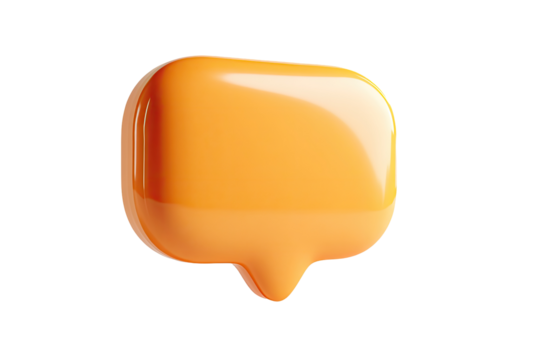 Glossy orange speech bubble, 3D
