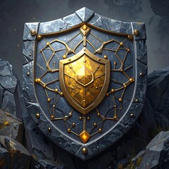 Massive shield on rocks