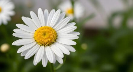 Fototapeta premium Close-up of a white daisy flower, representing simplicity, beauty, and natural elegance in nature.