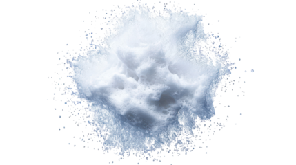 White powder explosion isolated on black background