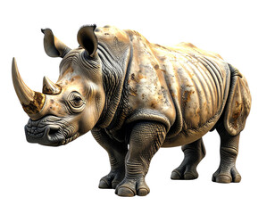 Obraz premium Realistic Rhino Figurine on White Background
