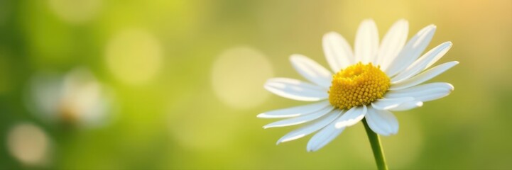 Naklejka premium Single chamomile bloom, pristine white, sunny yellow disc, studio shot , detail, photo, natural