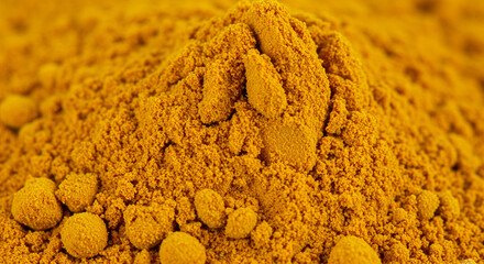 Turmeric powder golden texture, macro detail