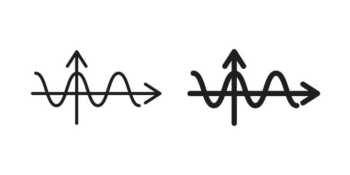 Wave sine icon clipart and lineart vector symbols