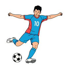 High-Quality Flat Vector Illustration: Soccer Player Kicking Ball