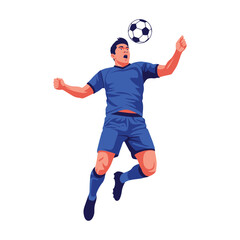 High-Quality Flat Vector: Soccer Player Header, Dynamic Action Pose, Vector Illustration