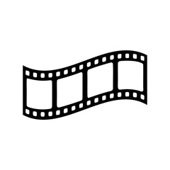 Classic black and white film strip graphic with empty frames on white background