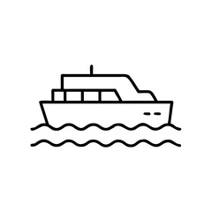 Obraz premium Line drawing of a boat on water waves 