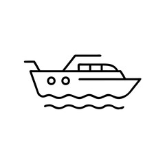 Fototapeta premium Line art illustration of a boat sailing on water 