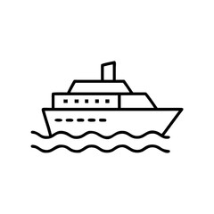 Obraz premium Line art cruise ship sailing on waves in minimalist style 