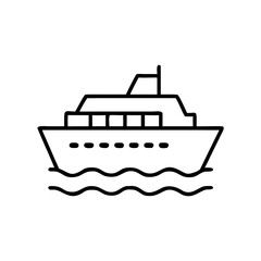 Obraz premium Line drawing of a passenger ship sailing on calm water 