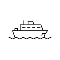 Obraz premium Simple line drawing of a boat sailing on wavy water 