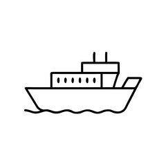 Obraz premium Line drawing of a cargo ship sailing on waves 