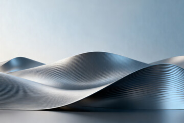 Abstract wavy metallic surface with smooth flowing lines and reflective texture