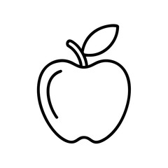 Outline illustration of an apple with a leaf  