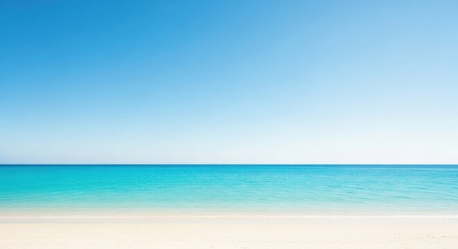 Pixelated ocean horizon with blue sky and sandy beach in a tropical paradise - Powered by Adobe