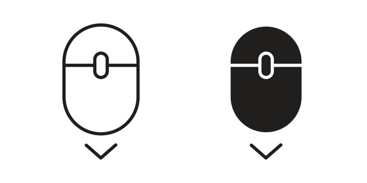 Scroll down computer mouse icon clipart and lineart vector symbols