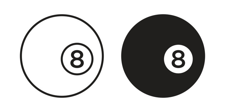 Pool 8 ball icon clipart and lineart vector symbols