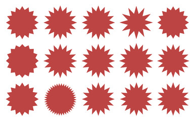 Collection of red starburst shapes scalable vector graphics for design projects silhouette vector illustration white background
