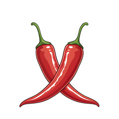 Red chili peppers illustration crossed hot spice ingredient cooking food vector graphic design element
