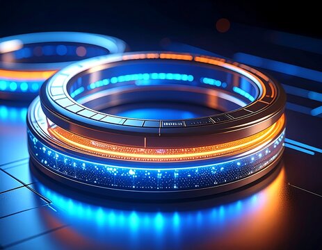 Futuristic rings with glowing light