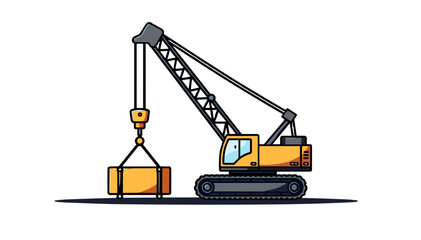 Crane lifting machine illustration in modern design for construction