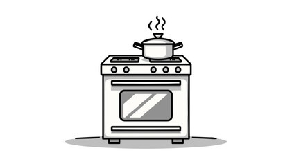 Vector illustration of a stove with a pot on top 