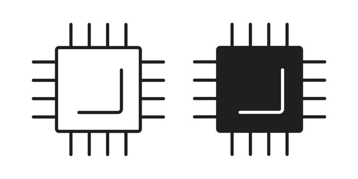 Microchip icon clipart and lineart vector symbols