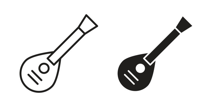 Mandolin icon clipart and lineart vector symbols