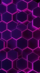 Dynamic 3D hexagon pattern with vibrant pink neon glow, perfect for futuristic tech and design concepts