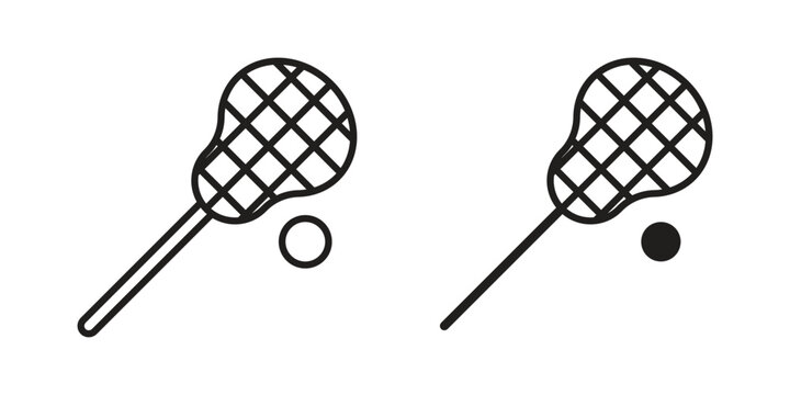 Lacrosse stick ball icon clipart and lineart vector symbols