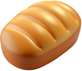 Soft Baked Loaf of Bread with Rounded Top in 3D Illustration Style.