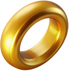 Golden Ring Rendered in 3D with Polished Metallic Surface and Shadow.
